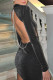 Black Sexy Solid Patchwork Backless O Neck Pencil Skirt Dresses
