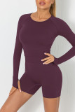 Light Purple Casual Sportswear Solid Patchwork O Neck Long Sleeve Two Pieces