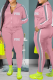 Pink Casual Print Patchwork Turndown Collar Long Sleeve Two Pieces