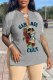 Grey Daily Skull Tassel V Neck T-Shirts