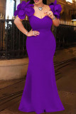 Red Elegant Solid Patchwork Appliques V Neck Evening Dress Dresses