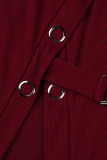 Black Fashion Casual Solid Patchwork Slit Zipper V Neck Tops