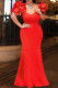 Red Elegant Solid Patchwork Appliques V Neck Evening Dress Dresses