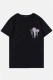 Black Casual Print Letter O Neck T-Shirts