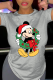 Grey Casual Cute Character Patchwork O Neck T-Shirts