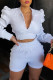 White Casual Solid Patchwork Turndown Collar Long Sleeve Two Pieces