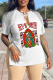 White Street Print Skull Tassel V Neck T-Shirts
