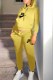 Yellow Casual Print Letter Hooded Collar Long Sleeve Two Pieces