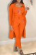 Orange Casual Print Patchwork Long Sleeve Three Pieces