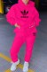 Rose Red Casual Print Letter Hooded Collar Long Sleeve Two Pieces