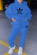 Blue Casual Print Letter Hooded Collar Long Sleeve Two Pieces