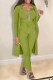 Green Casual Print Patchwork Long Sleeve Three Pieces