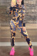 Black Casual Print Patchwork Zipper Collar Long Sleeve Two Pieces