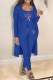 Blue Casual Print Patchwork Long Sleeve Three Pieces