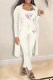 White Casual Print Patchwork Long Sleeve Three Pieces