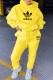 Yellow Casual Print Letter Hooded Collar Long Sleeve Two Pieces