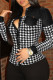 Black White Casual Print Patchwork Turndown Collar Tops