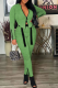 Green Street Solid Patchwork Zipper Collar Long Sleeve Two Pieces