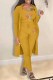 Yellow Casual Print Patchwork Long Sleeve Three Pieces