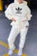 White Casual Print Letter Hooded Collar Long Sleeve Two Pieces