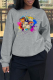 Grey Street Cute Print Patchwork O Neck Tops