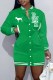 Green Casual Print Letter Half A Turtleneck A Line Dresses