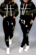 Camouflage Street Letter Patchwork Hooded Collar Long Sleeve Two Pieces