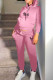 Pink Casual Letter Print Patchwork Hooded Collar Long Sleeve Two Pieces