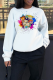 White Street Cute Print Patchwork O Neck Tops