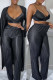 Black Sexy Casual Solid Patchwork V Neck Long Sleeve Three-piece Set