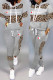 Grey Street Letter Patchwork Hooded Collar Long Sleeve Two Pieces