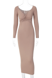 Bare Color Sexy Solid Patchwork Off the Shoulder Pencil Skirt Dresses