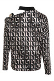 Black Apricot Casual Print Lace Hollowed Out Turtleneck Tops