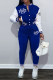 Blue Street Print Buckle Mandarin Collar Long Sleeve Two Pieces