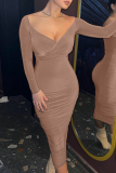 Bare Color Sexy Solid Patchwork Off the Shoulder Pencil Skirt Dresses