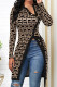 Black Sexy Print Patchwork Slit Asymmetrical Tops