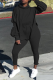 Black Street Solid Patchwork Hooded Collar Long Sleeve Two Pieces