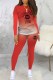 Red Casual Gradual Change Print Letter O Neck Long Sleeve Two Pieces