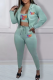 Fruit Green Casual Print Patchwork Hooded Collar Long Sleeve Three Pieces