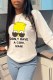 White Street Character Print Letter O Neck Tops
