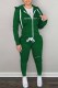 Green Casual Print Letter Hooded Collar Long Sleeve Two Pieces