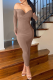 Bare Color Sexy Solid Patchwork Off the Shoulder Pencil Skirt Dresses