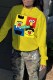 Yellow Street Character Print Letter O Neck Tops
