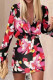 Black Red Casual Print Patchwork Buckle Turndown Collar Long Sleeve Two Pieces
