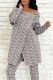 Grey Casual Print Letter Off the Shoulder Long Sleeve Two Pieces