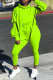 Grass Green Street Solid Patchwork Hooded Collar Long Sleeve Two Pieces