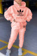 Pink Casual Print Letter Hooded Collar Long Sleeve Two Pieces