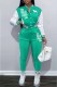 Mint green Street Print Letter Half A Turtleneck Long Sleeve Two Pieces