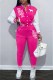 Rose Red Street Print Letter Half A Turtleneck Long Sleeve Two Pieces