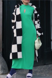 Black White Casual Plaid Patchwork Cardigan Turndown Collar Outerwear